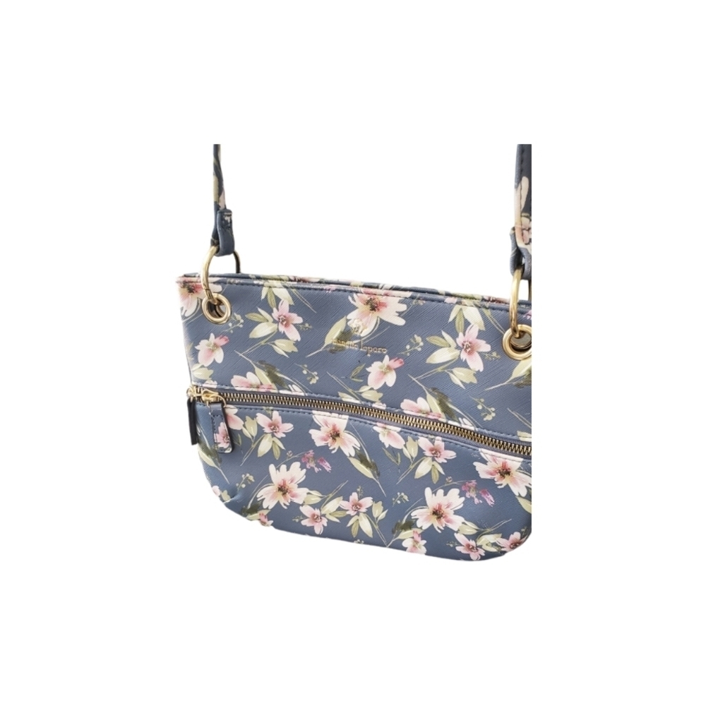 Nanette Lepore Blue Floral Crossbody Purse Blue Floral Pattern